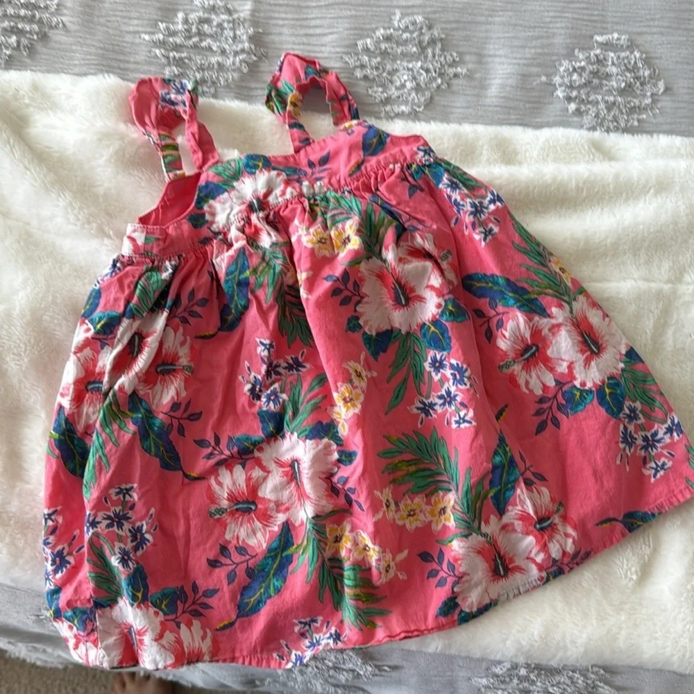 Gap pink Hawaiian floral print sundress cotton size 18-24 months